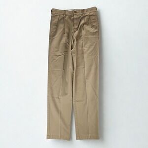 LL Bean Pleated Chino Pants Mens 32x36 Khaki Tan Classic Fit Trousers Casual